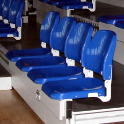 Plastic seats for tribune SP-38 with folding backrest, mounted to the step