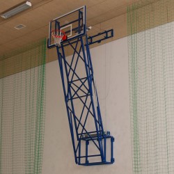 Vertically lifted basketball structure with electric drive