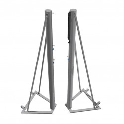 Tournament aluminum volleyball posts with framework installed to the ground, profile 120x100 mm