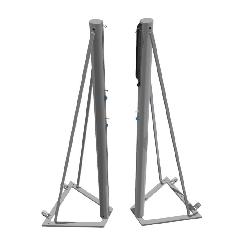 Tournament aluminum volleyball posts with framework installed to the ground, profile 120x100 mm Tournament aluminum volleyball posts with framework installed to the ground, profile 120x100 mm
