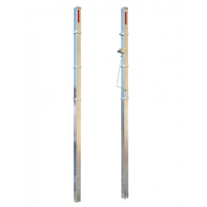 Steel volleyball posts with crank tension, profile 80x80 mm Steel volleyball posts with crank tension, profile 80x80 mm