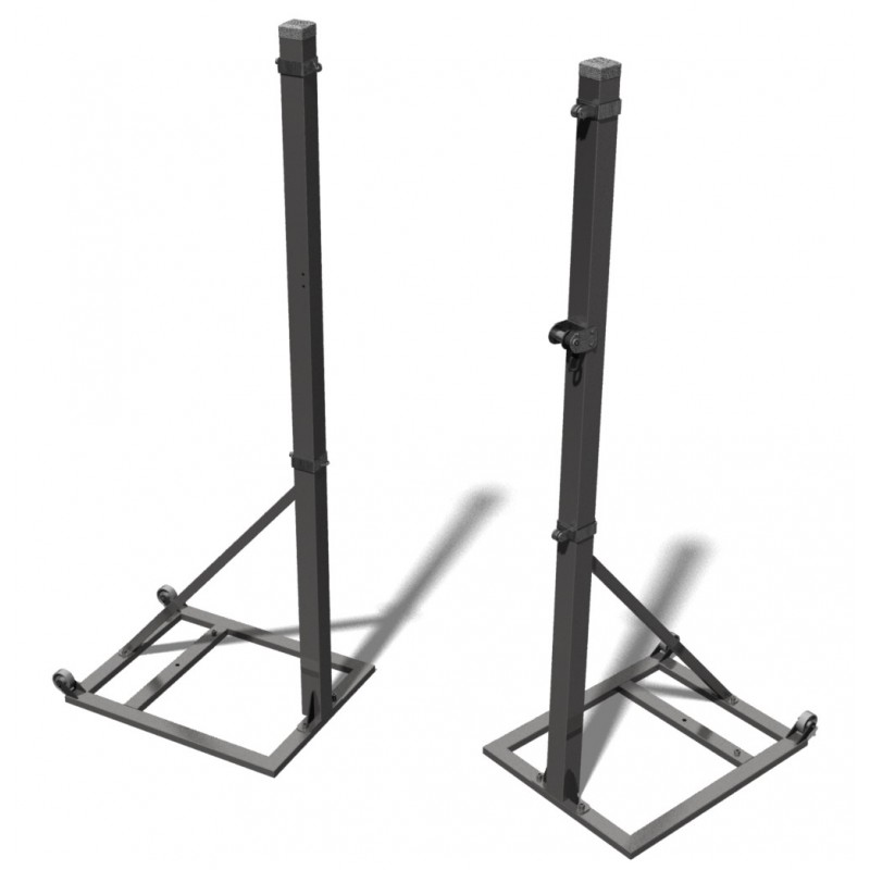 Steel volleyball posts with framework installed to the ground, profile 80x80 mm Steel volleyball posts with framework installed to the ground, profile 80x80 mm