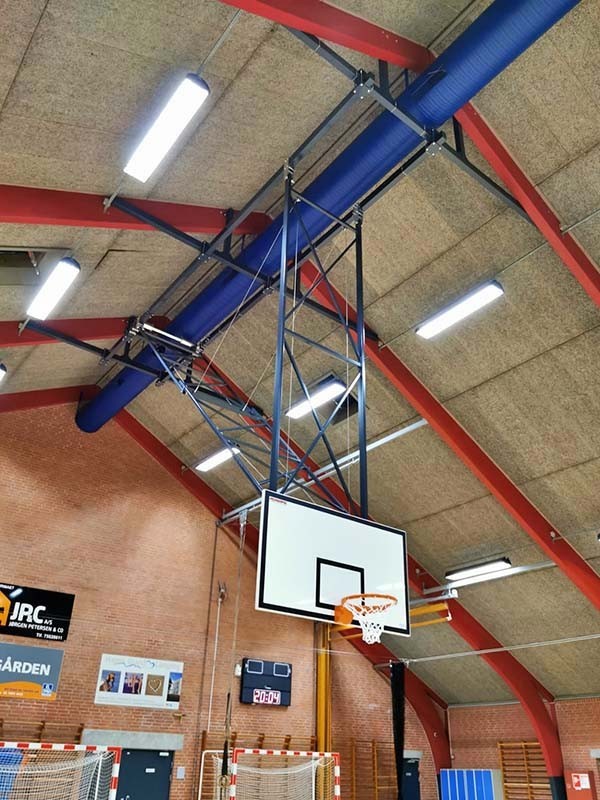Suspended basketball...