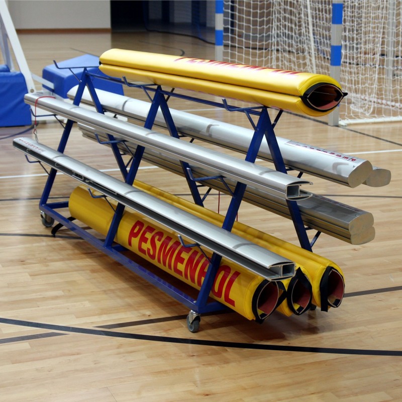 Portable trolley for volleyball posts