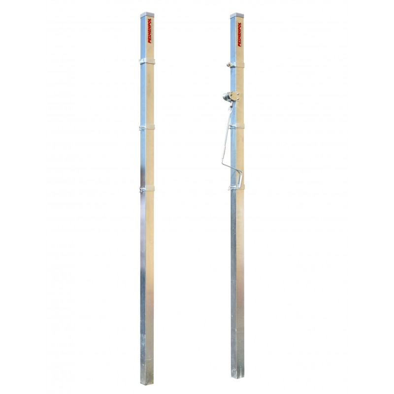 Steel beach volleyball posts with crank tension, profile 80x80 mm