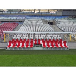 Double-row VIP shelters for substitute players, 26 seats each