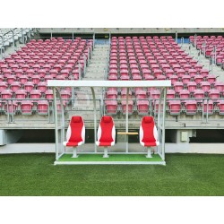 Single-row VIP shelter for referees, 3 seats, with table