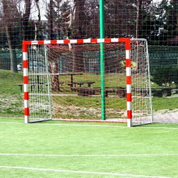 Steel handball goals, the main frame all-welded, with folding bows