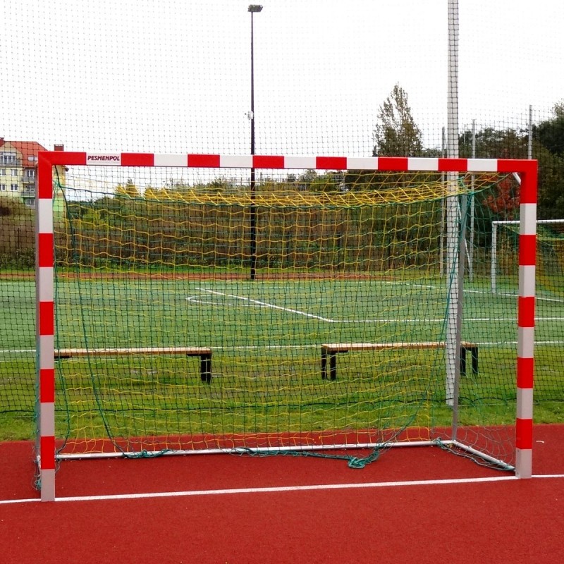 Steel handball goals, the main frame all-welded, with solid bows