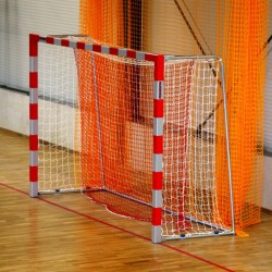 Aluminum handball goals, the main frame all-welded, with folding bows
