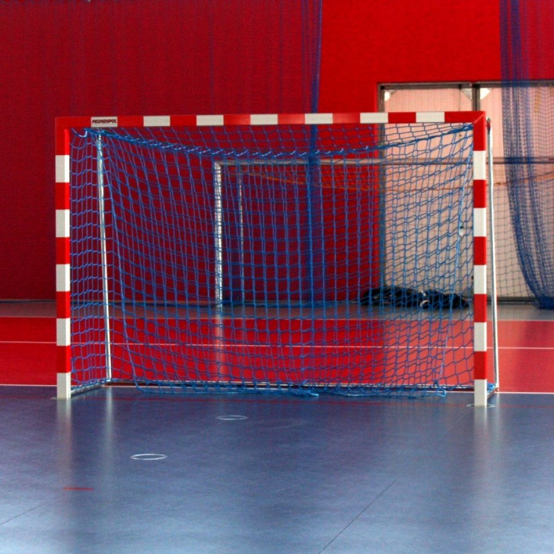 Aluminum handball goals, reinforced profile, the main frame connected in the corners, extended, with solid bows
