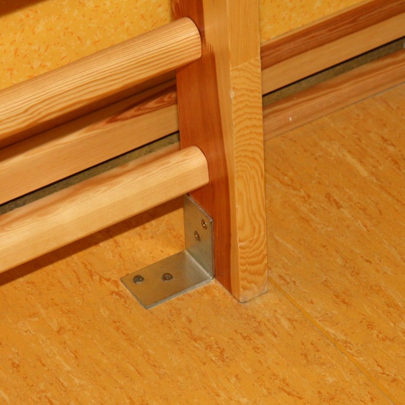 The bracket, fixing gymnastic wall bars to the floor The bracket, fixing gymnastic wall bars to the floor