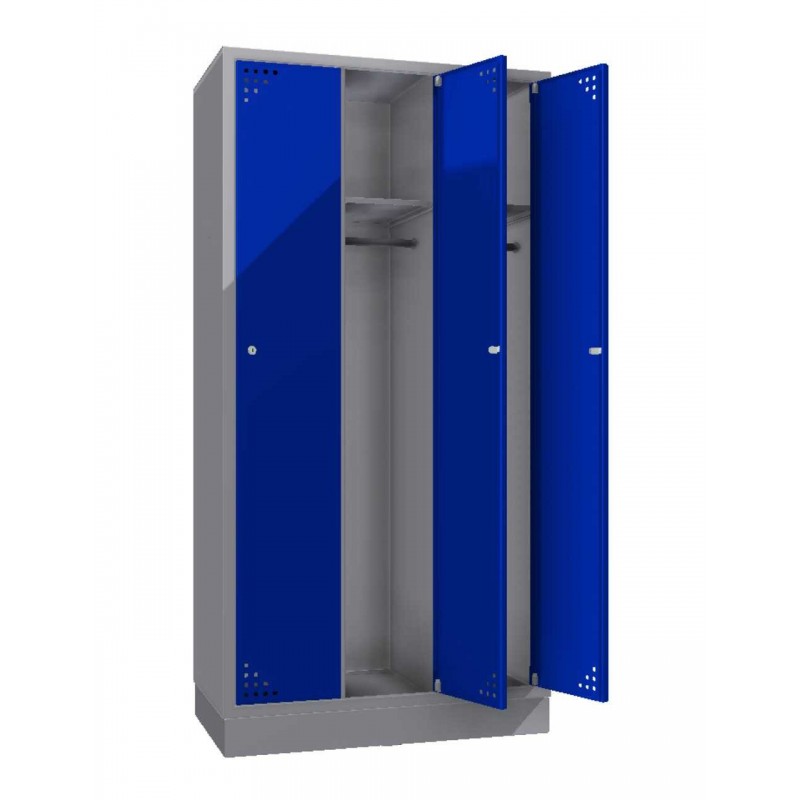 Triple steel clothes locker