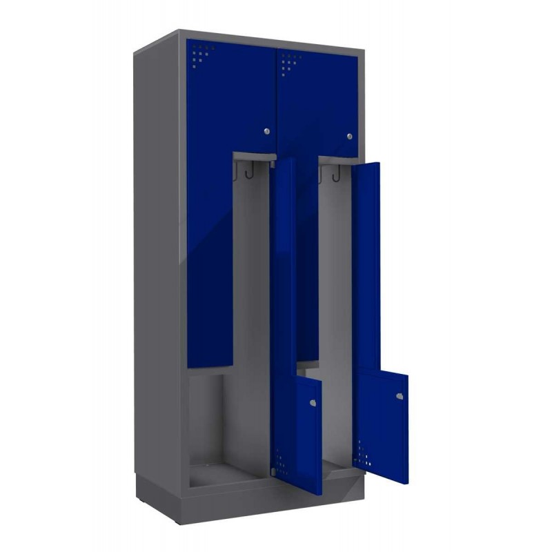 Steel clothes lockers with 4 L-type doors