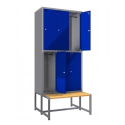 Steel safe locker with 6 compartments and a bench