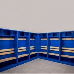 Metal shelter for locker room