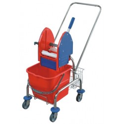 Single trolley for cleaning, chromed