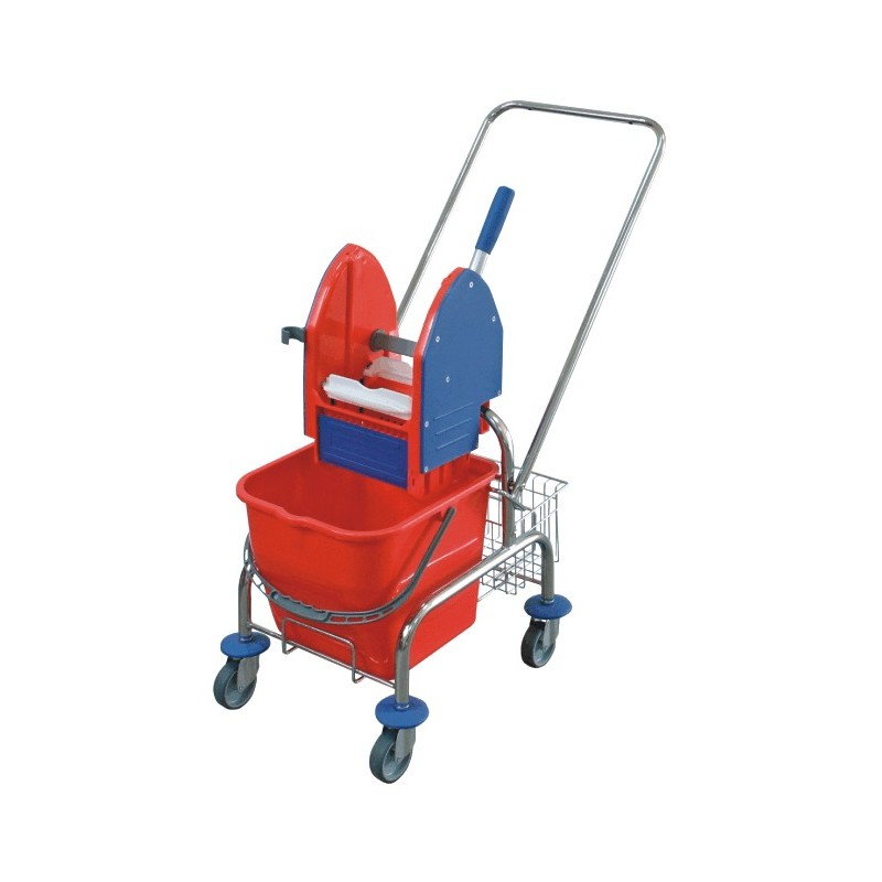 Single trolley for cleaning, chromed