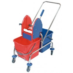 Double trolley for cleaning, chromed