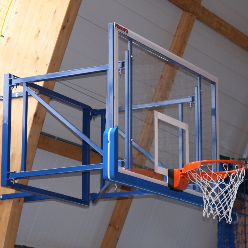 Tilting basketball structure, side wall foldable, projection 100 - 160 cm