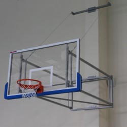 Tilting basketball structure with lashings, side wall foldable, projection 230 cm - 330 cm