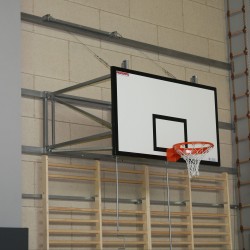 Tilting basketball structure with lashings, side wall foldable, projection 230 cm - 330 cm
