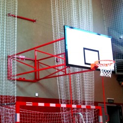 Tilting basketball structure with lashings, side wall foldable, projection 340 cm - 440 cm