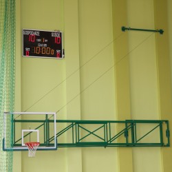 Tilting basketball structure with lashings, side wall foldable, projection 450 cm - 550 cm