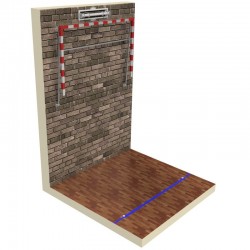 Professional aluminum handball goals, reinforced, lifted to the wall with electric drive
