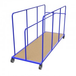 Four-wheeled trolley for mattresses placed vertically