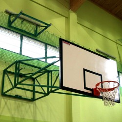 Tilting basketball structure with lashings, side wall foldable, projection 450 cm - 550 cm