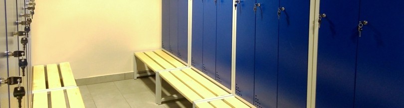 Racks and lockers for store rooms, metal lockers for cloakrooms, ball trolleys