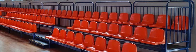 Stationary tribunes with plastic seats