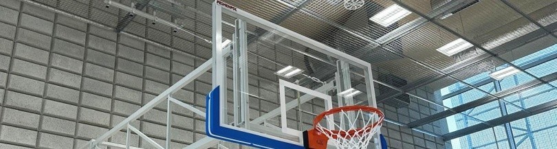 Tempered glass, acrylic or epoxy laminated basketball backboards for sports halls